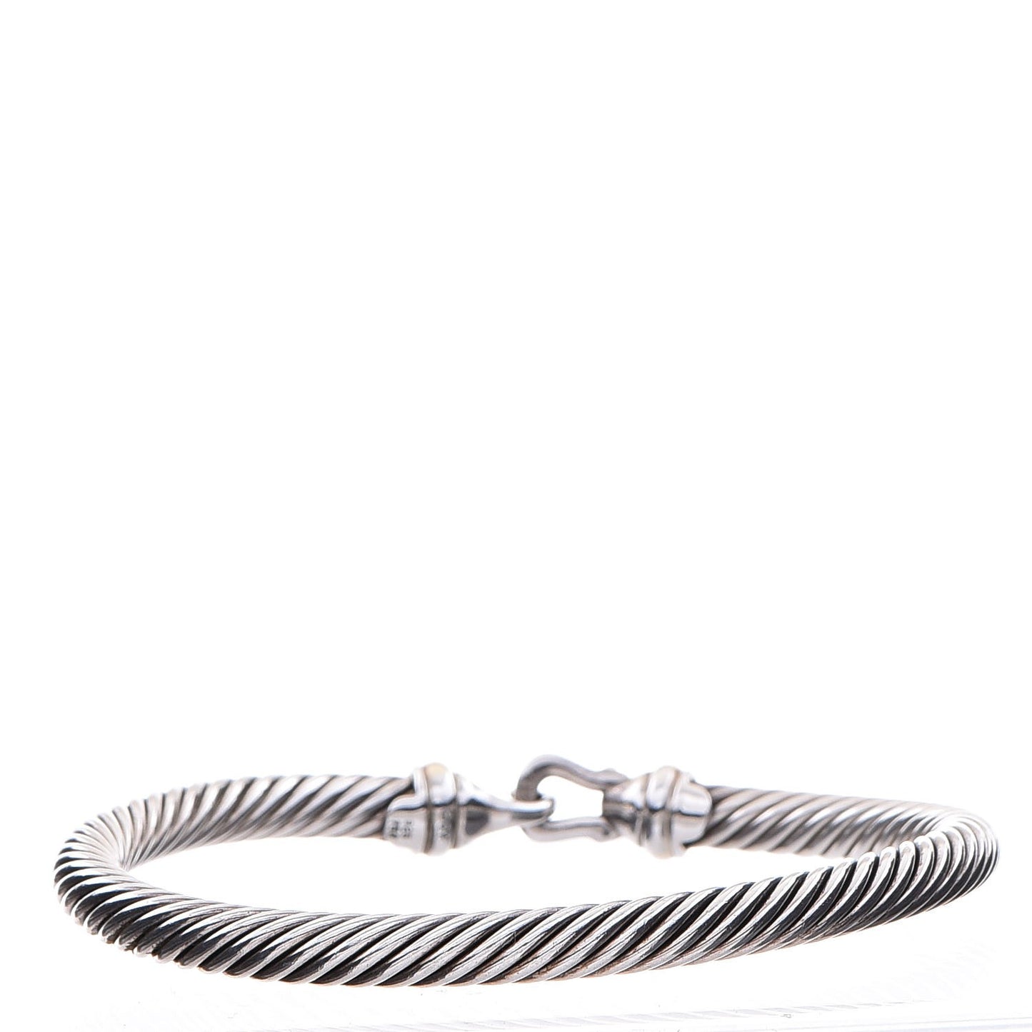 Sterling Silver 18K Yellow Gold 5mm Cable Classic Buckle Bracelet