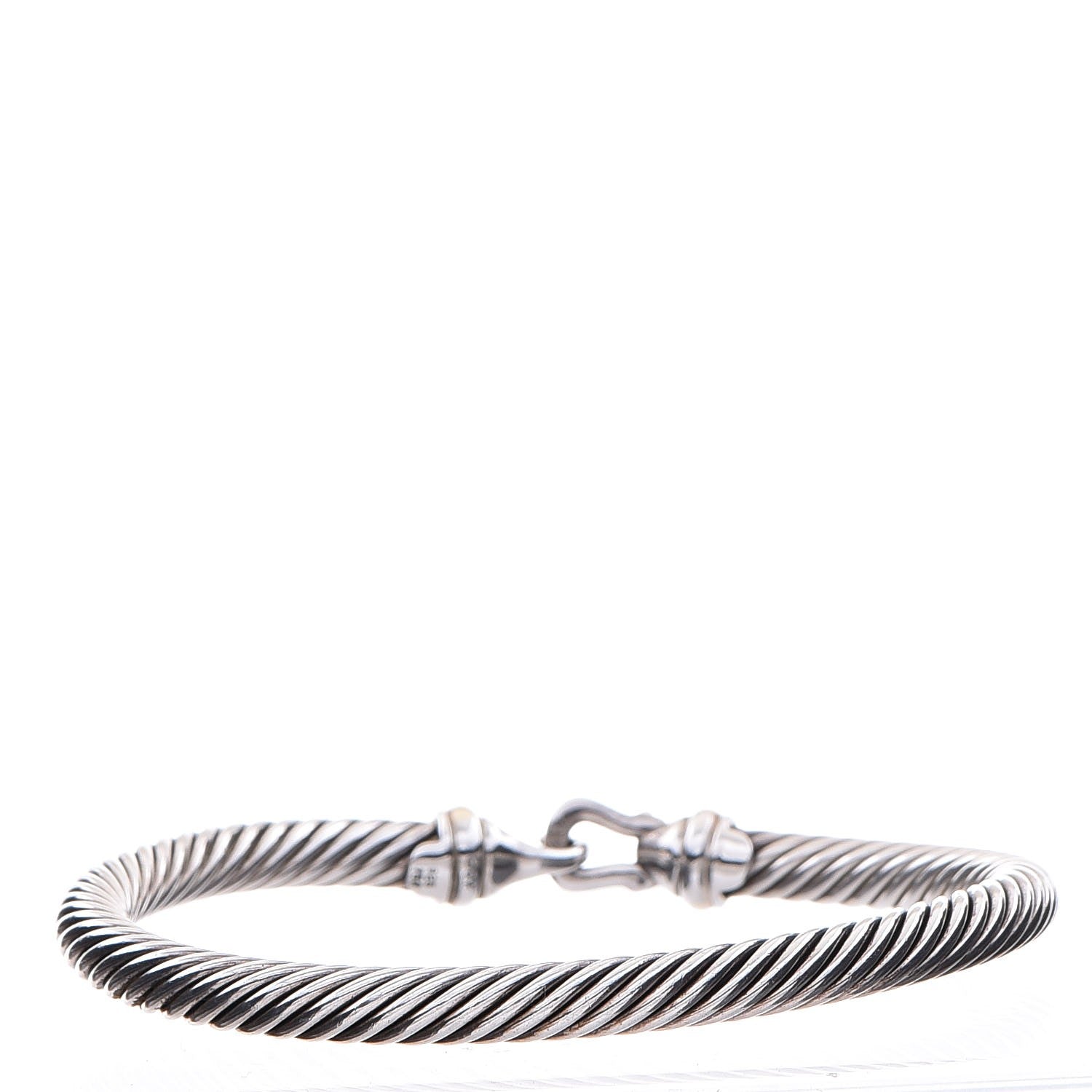 David Yurman Sterling Silver 18K Yellow Gold 5mm Cable Classic Buckle Bracelet 3 of 4