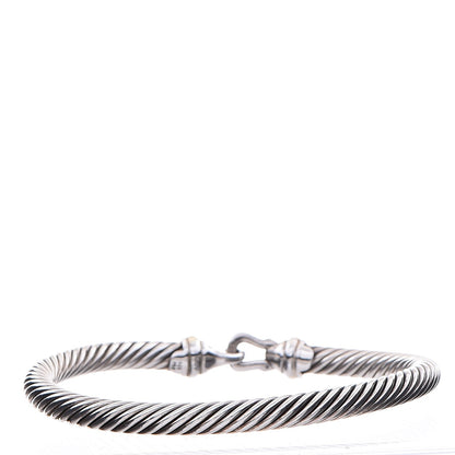 David Yurman Sterling Silver 18K Yellow Gold 5mm Cable Classic Buckle Bracelet 3 of 4