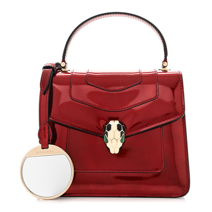 Bulgari Metallic Calfskin Serpenti Forever Top Handle Dark Red 3 of 10