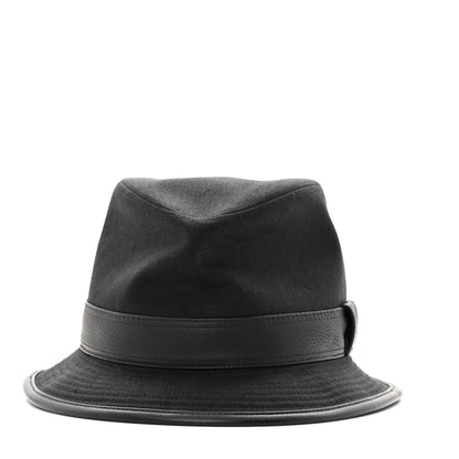Hermes Linen Deerskin Fedora Hat 58 Black 3 of 12