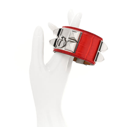 Hermes Shiny Alligator Collier De Chien CDC Bracelet S Geranium 2 of 5