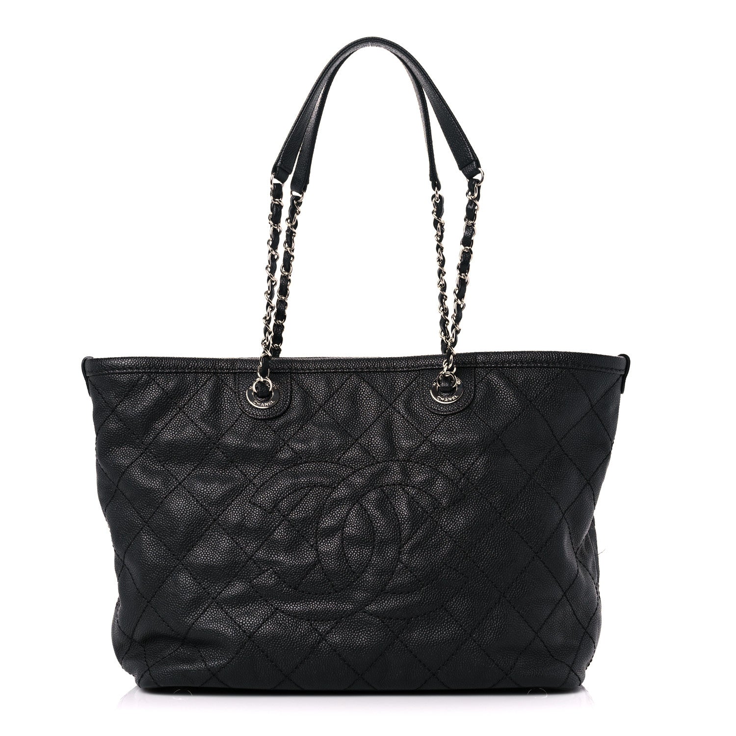Chanel Grained Calfskin Quilted Small Daily Shopping Tote Black 3 of 13