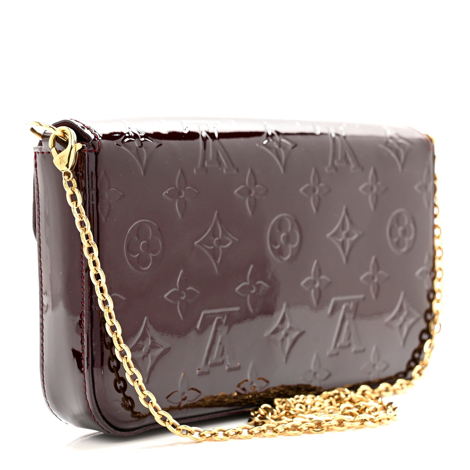 Louis Vuitton LOUIS VUITTON Vernis Pochette Felicie Chain Wallet Amarante 4 of 12