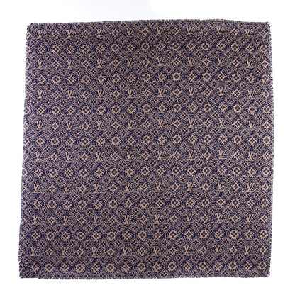 Louis Vuitton Silk Wool Monogram Dentelle Shawl Scarf Purple Beige 1 of 4