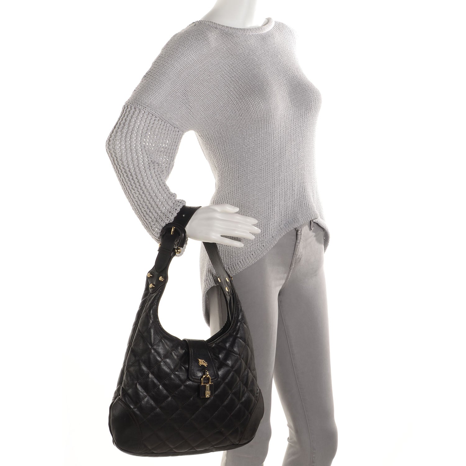 Burberry Leather Quilted Brook Hobo Brown 2 of 8