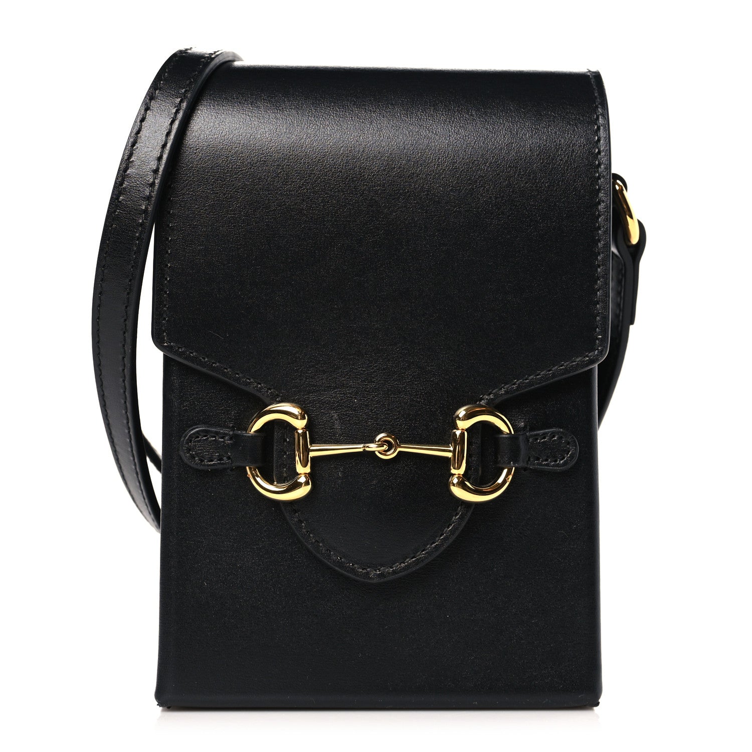 Gucci Boarded Plutone Calfskin Mini Horsebit 1955 Crossbody Bag Black 1 of 9