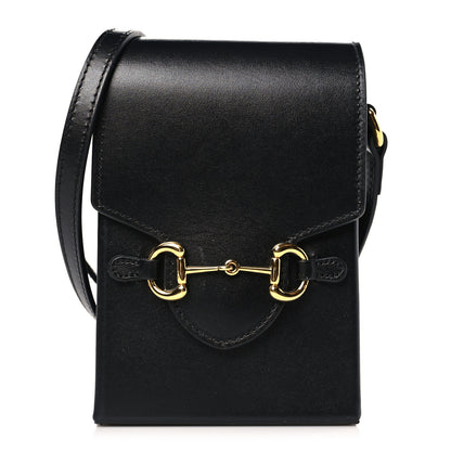 Gucci Boarded Plutone Calfskin Mini Horsebit 1955 Crossbody Bag Black 1 of 9