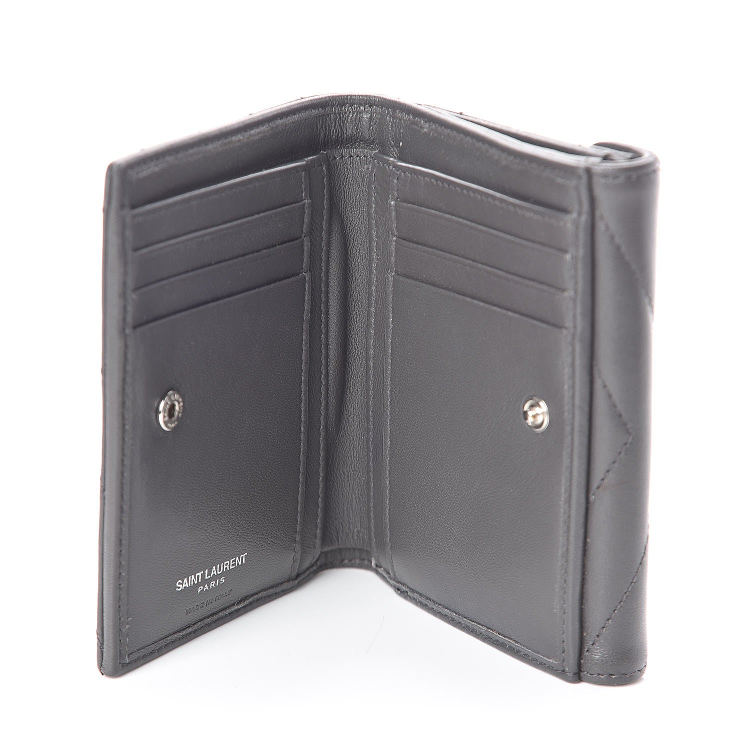 Saint Laurent Lambskin Y Quilted Monogram Compact Loulou Wallet Asphalt 5 of 6