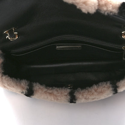 Chanel Shearling Lambskin Large Fluffy Tartan Single Flap Pink Black 5 of 12