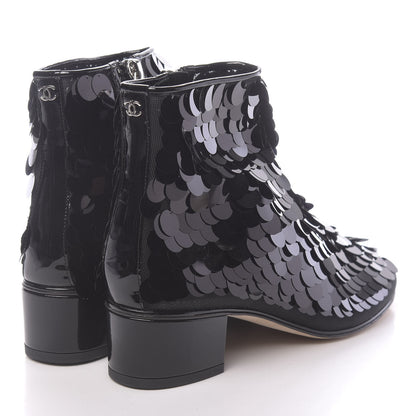 Chanel Sequin Mesh Short Boots 35.5 Black 4 of 9