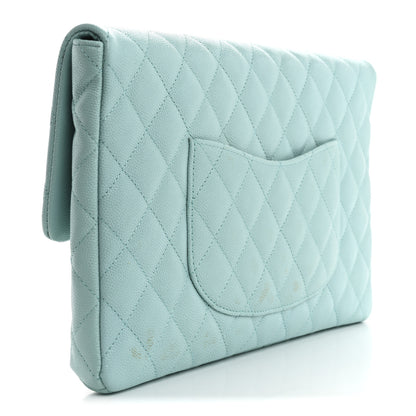 Chanel Caviar Quilted Flap Clutch Light Blue 3 of 8