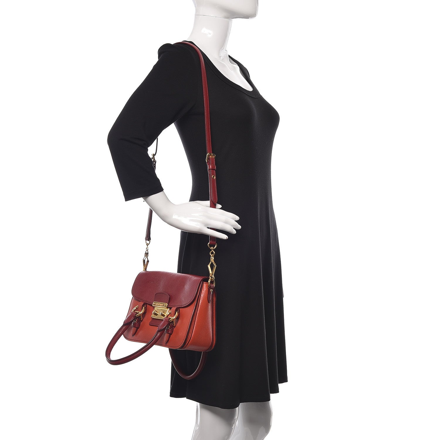 Miu Miu Goatskin Madras Crossbody Bag Mandarino Rubino 2 of 18
