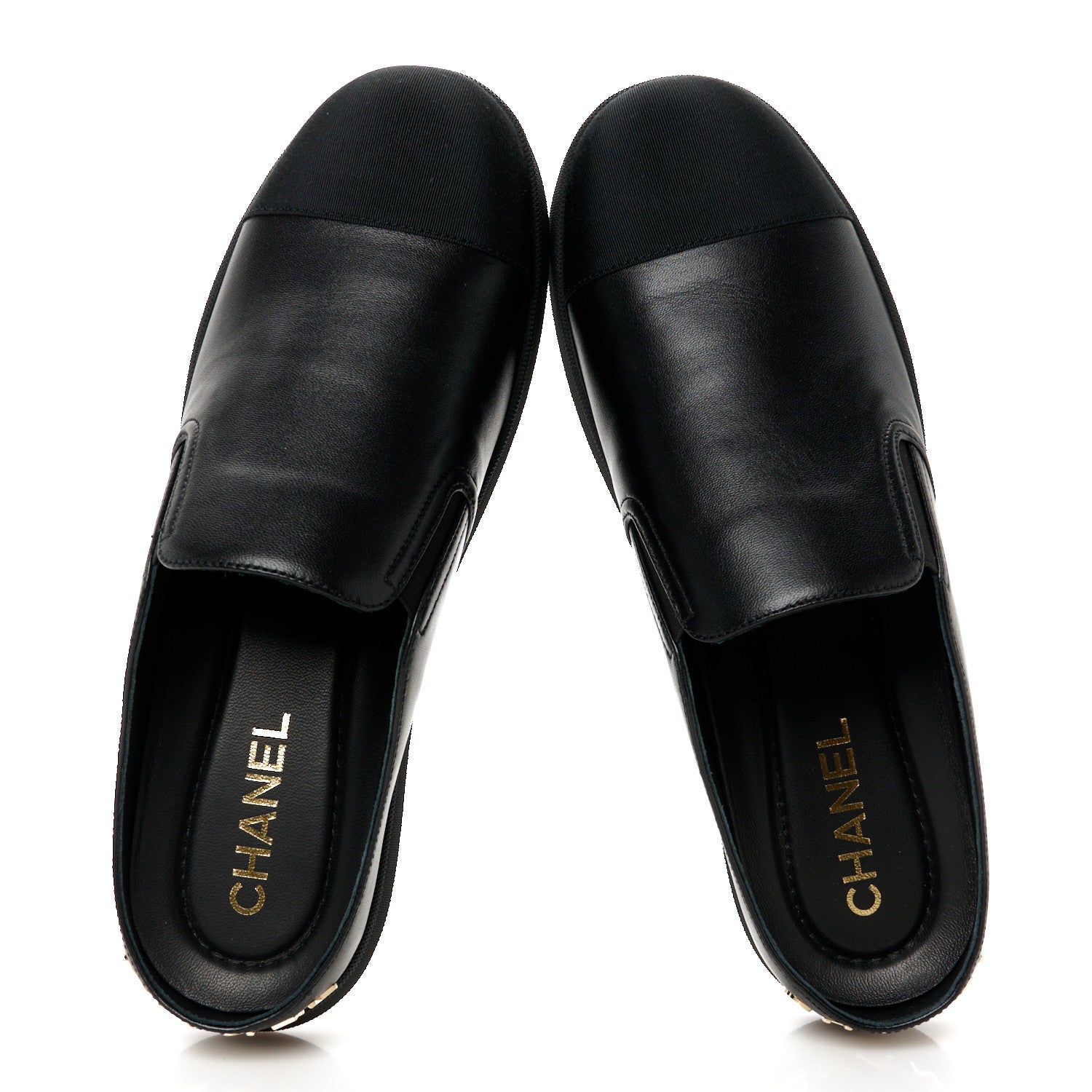 Chanel Lambskin Grosgrain Cap Toe Sneaker Mules 40 Black 3 of 20