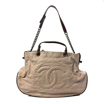 Chanel Calfskin Country Chic Hobo Ecru Brown 1 of 9