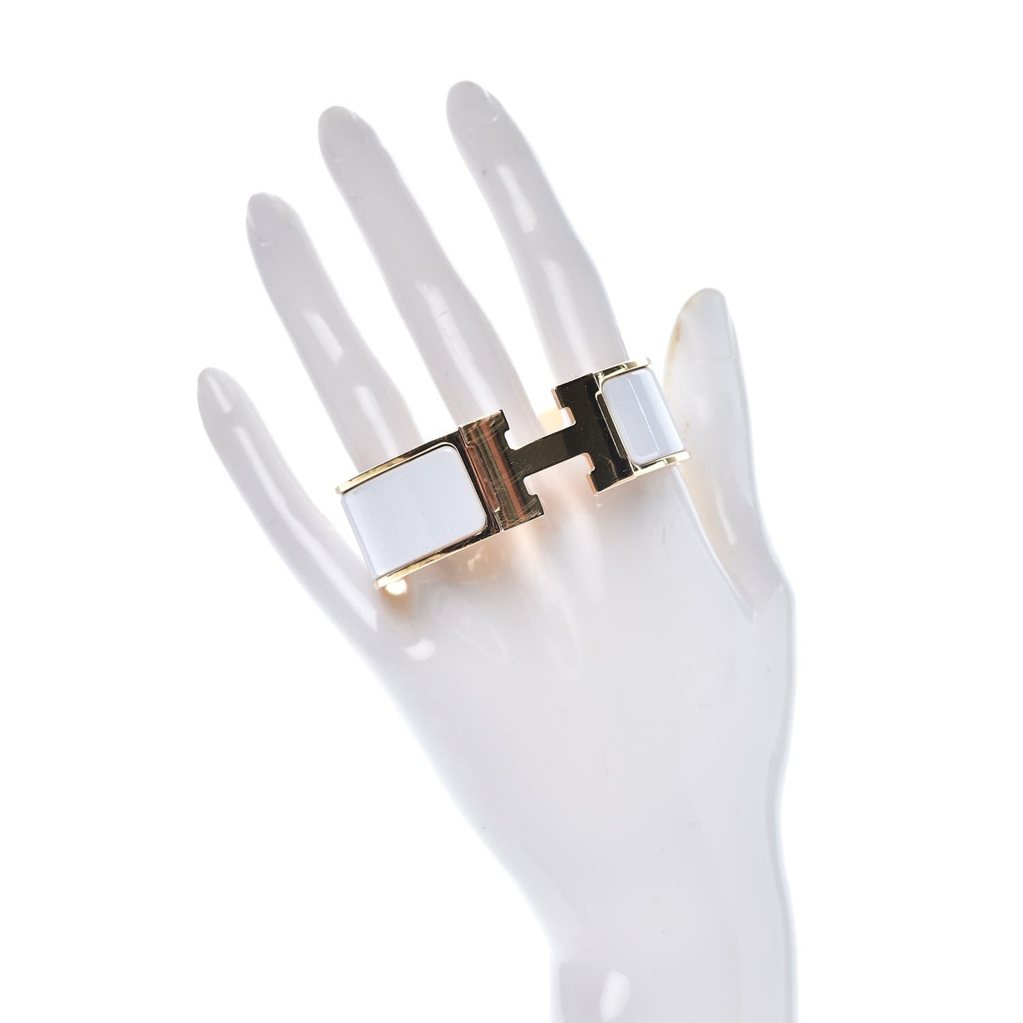Enamel Wide Clic Clac H Bracelet PM White