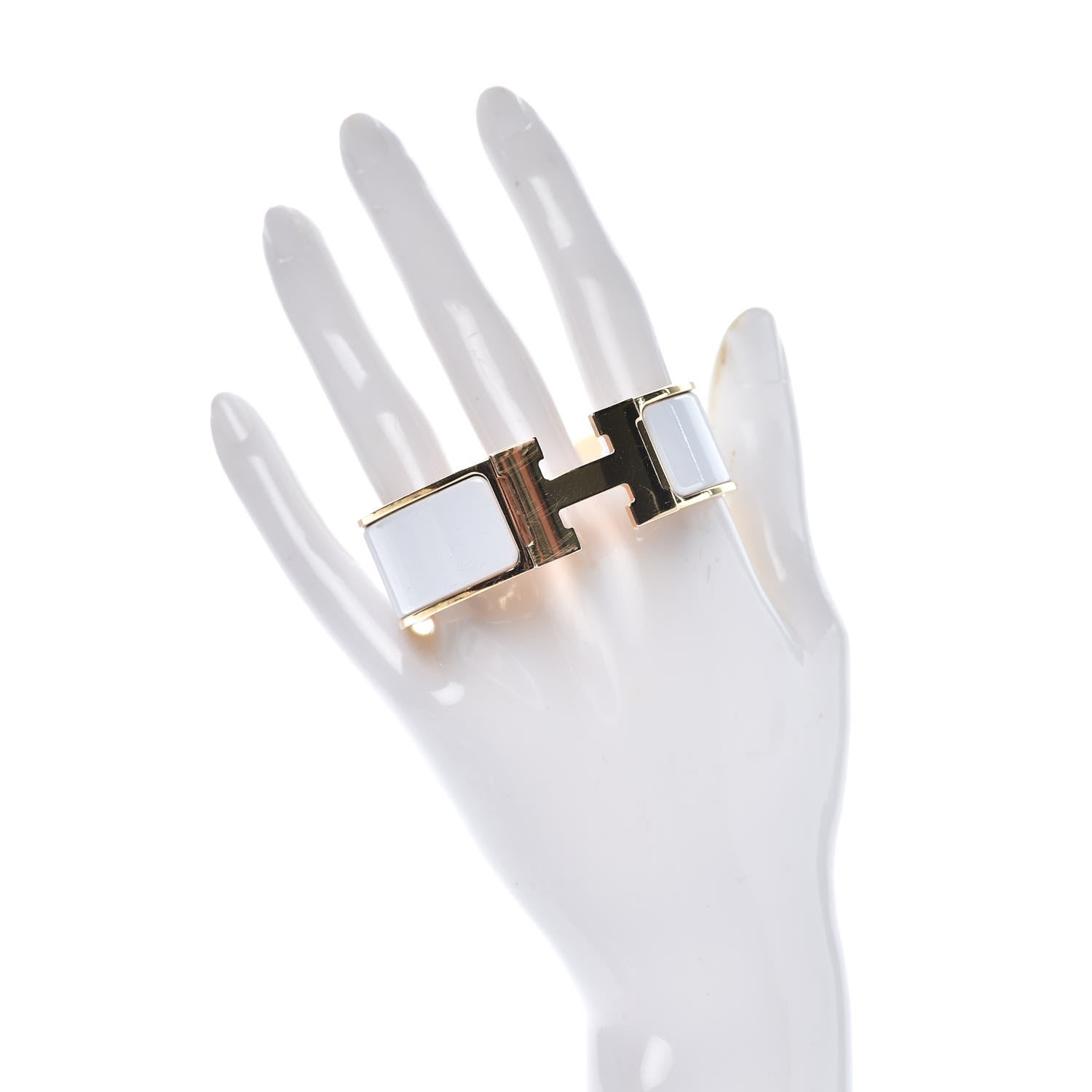 Hermes Enamel Wide Clic Clac H Bracelet PM White 2 of 6
