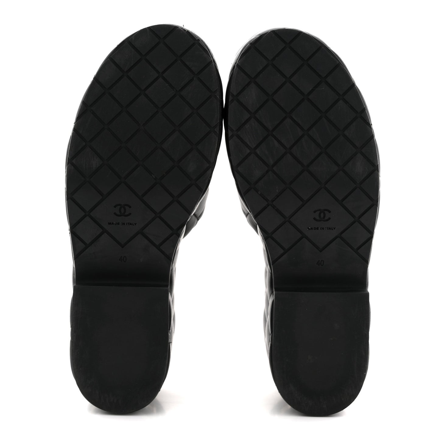 Lambskin Quilted CC Mules Wedge Sandals 40 Black