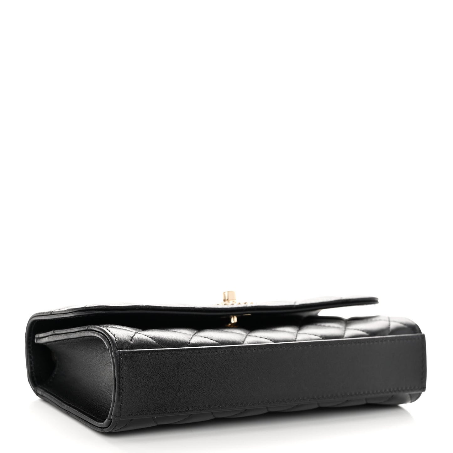 Lambskin Quilted Trendy CC Flap Phone Holder With Chain Black