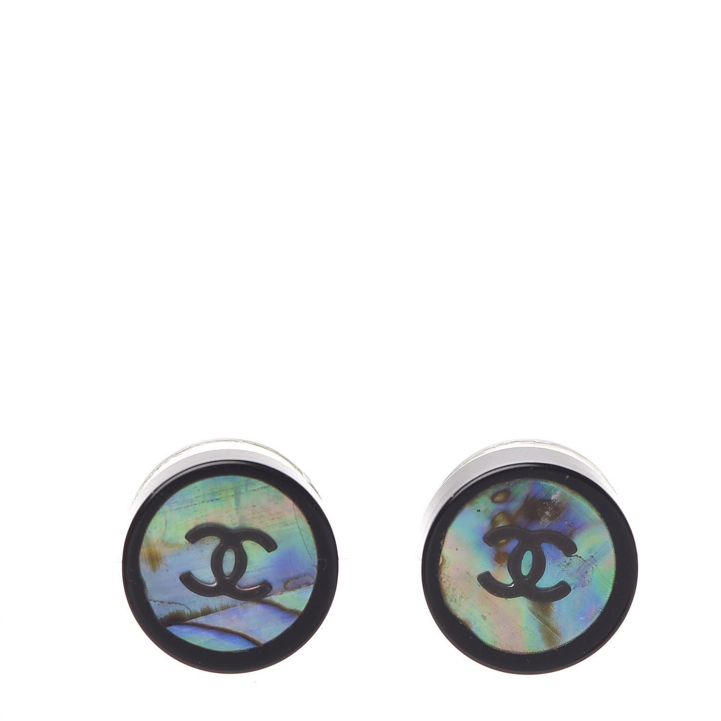 Resin Abalone CC Stud Earrings Black
