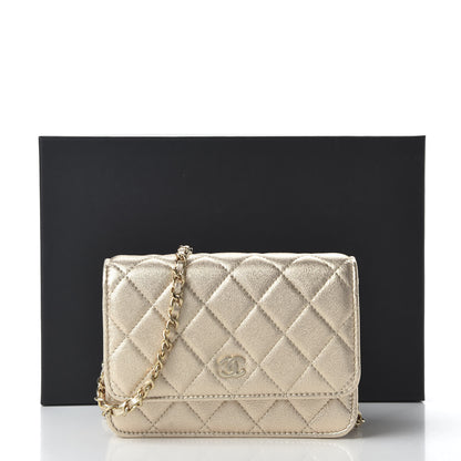 Chanel Metallic Lambskin Quilted Mini Wallet On Chain WOC Gold 10 of 10
