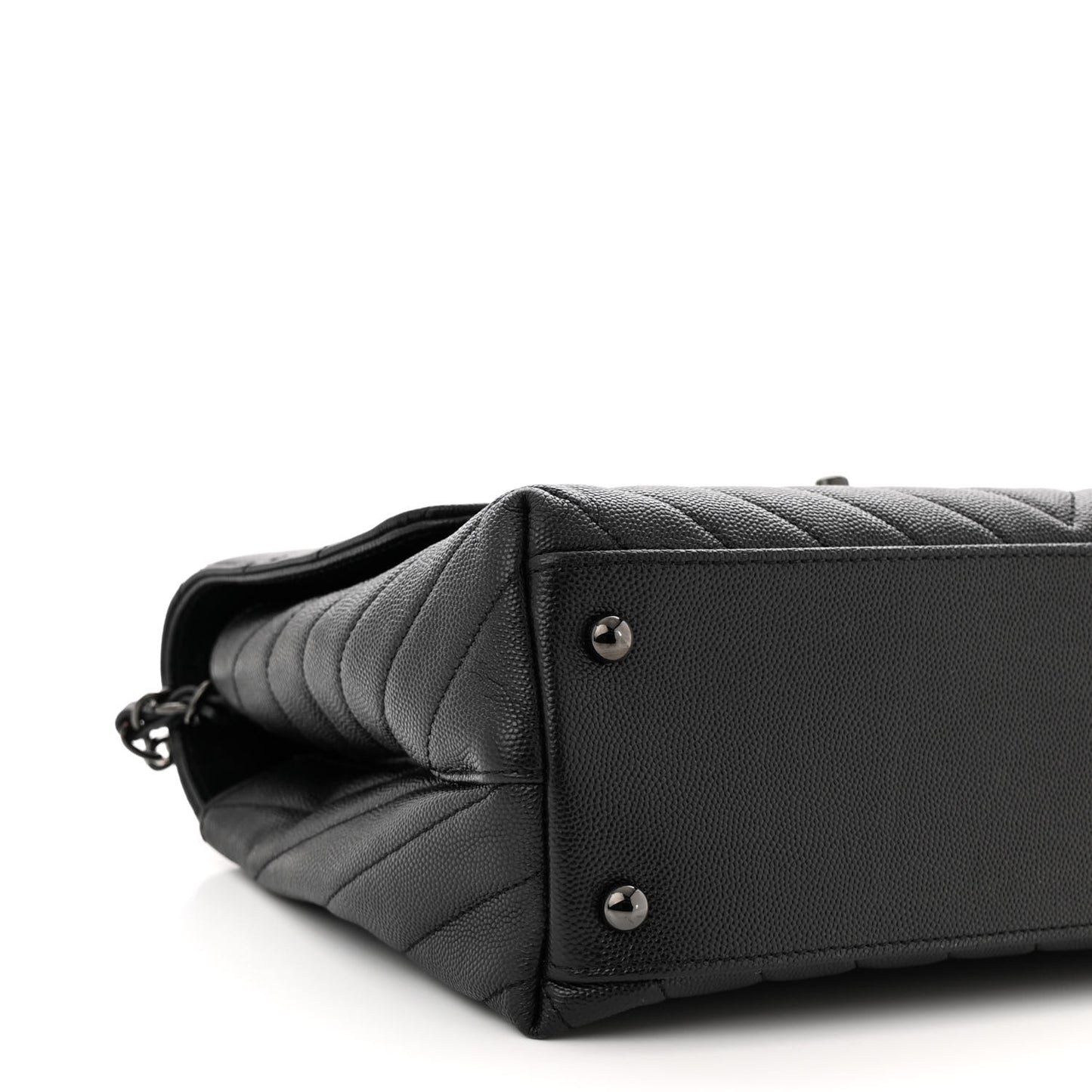 Caviar Chevron Quilted Small Coco Handle Flap So Black