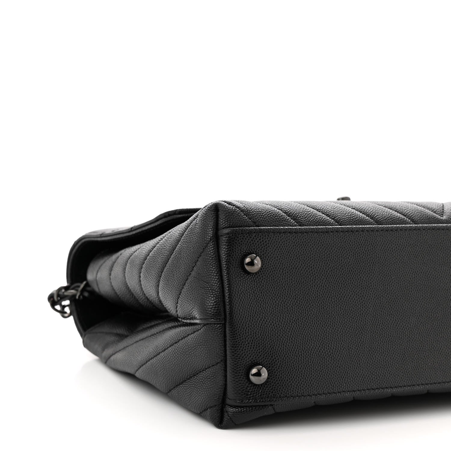 Chanel Caviar Chevron Quilted Small Coco Handle Flap So Black 9 of 10