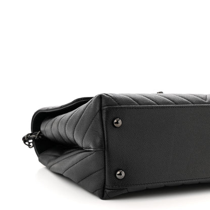 Chanel Caviar Chevron Quilted Small Coco Handle Flap So Black 9 of 10