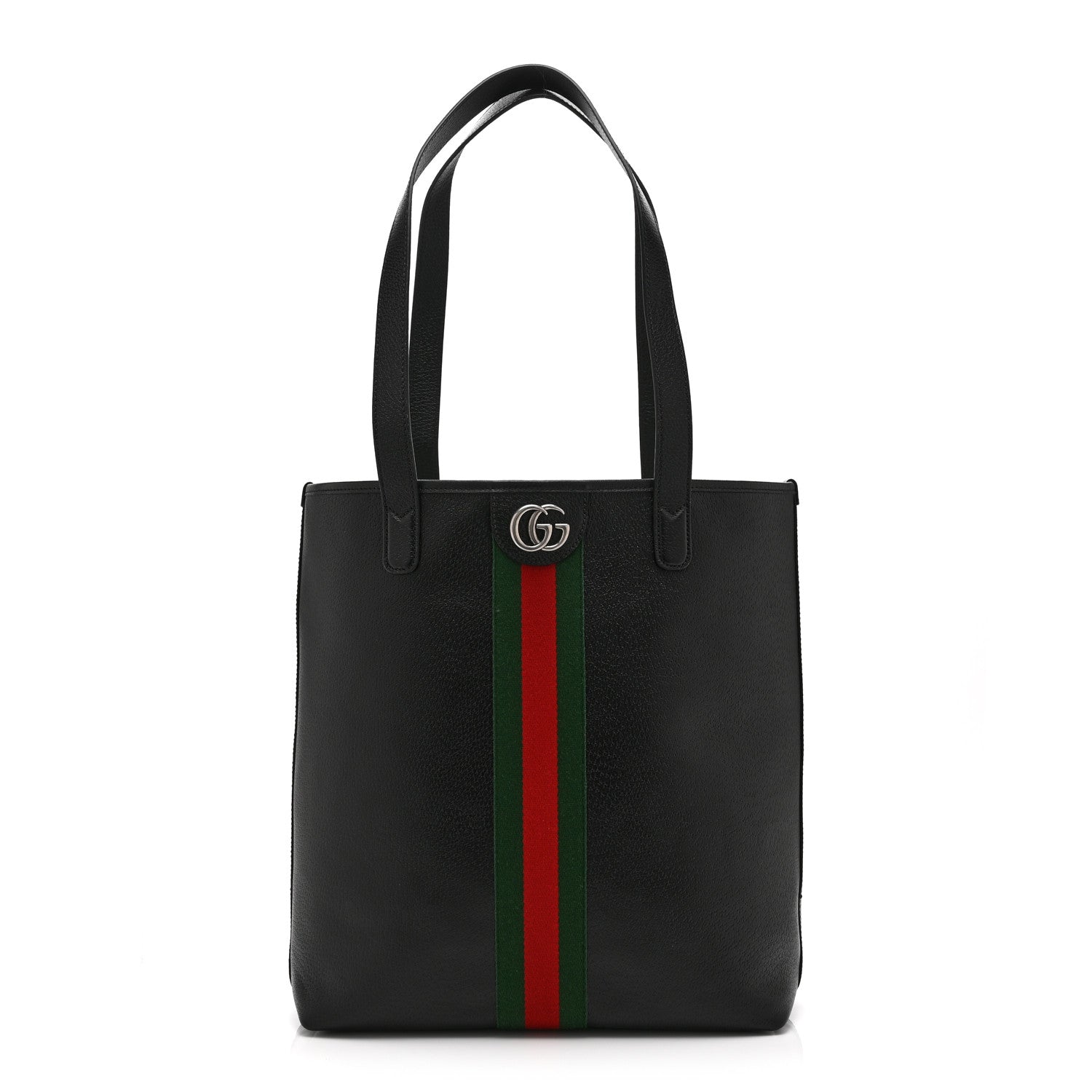 Gucci Textured Dollar Calfskin Web Medium Ophidia Tote Bag  Black 1 of 10