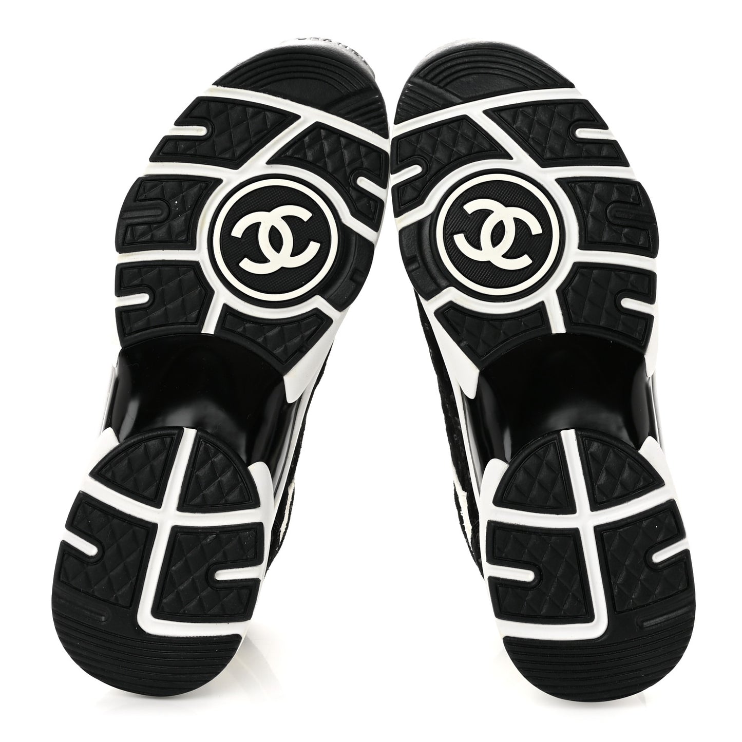 Nylon Suede Calfskin Printed CC Sneakers 38 White Black