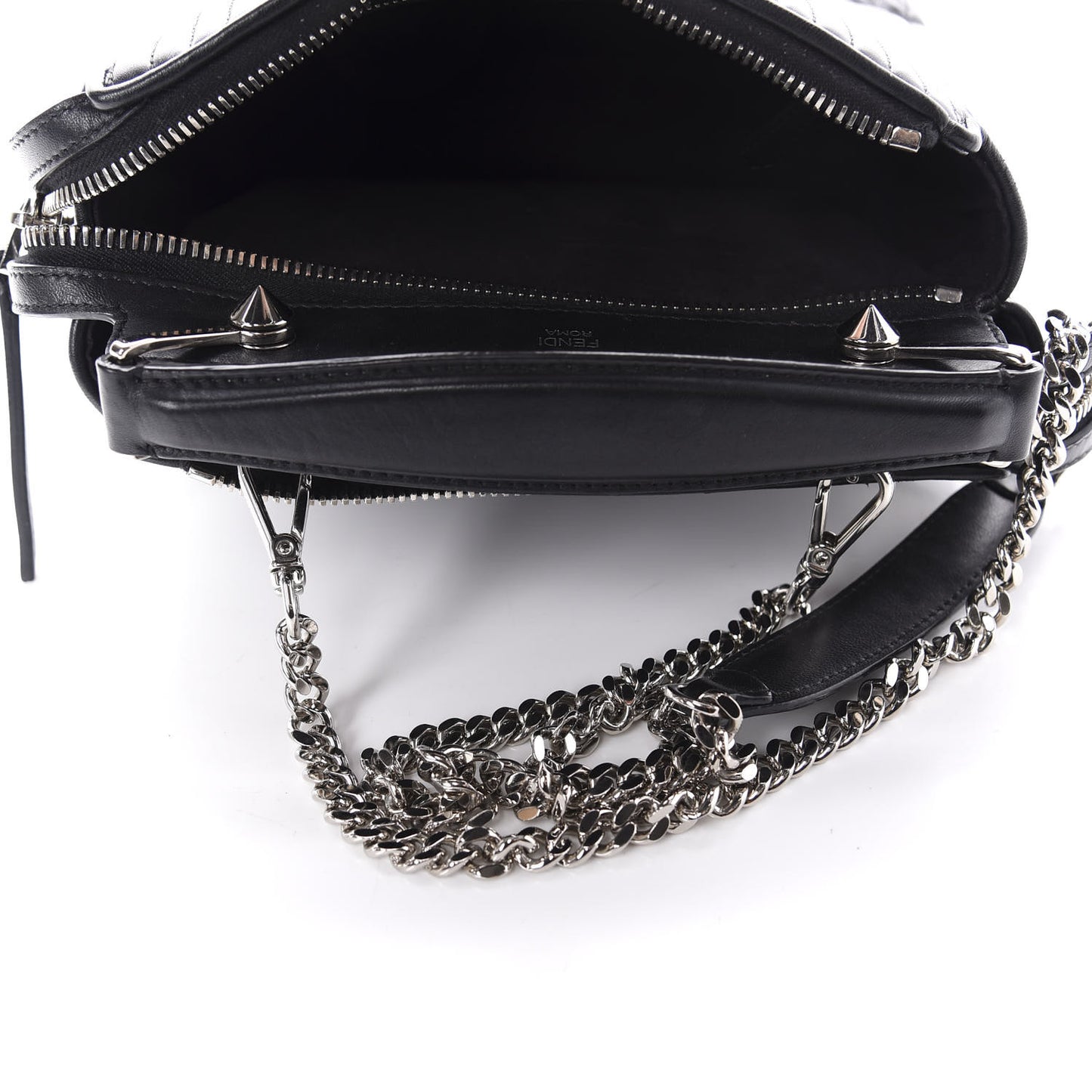 Shiny Nappa Trapuntata Small DotCom Click Top Handle Chain Satchel Black