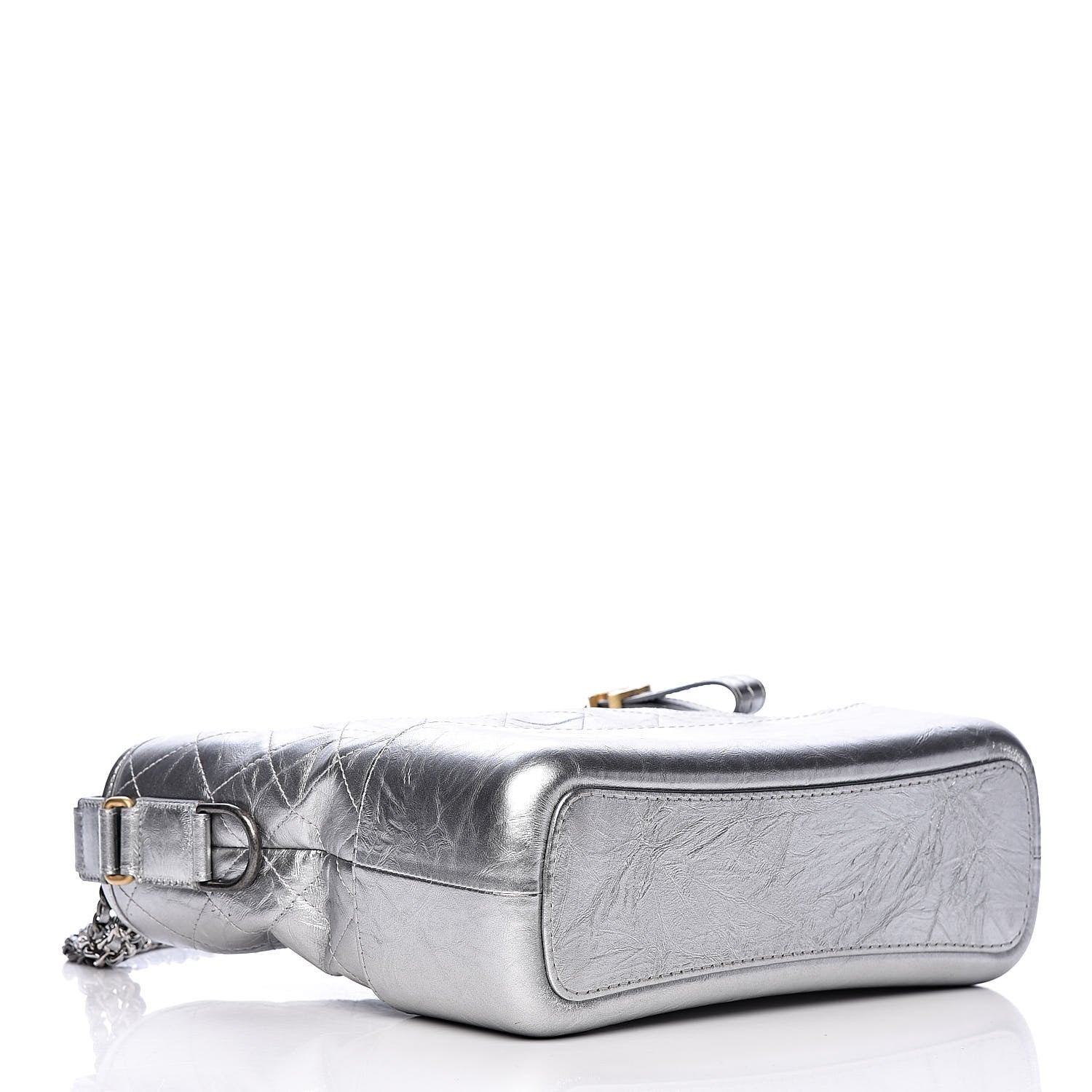 Chanel Metallic Lambskin Calfskin Quilted Medium Gabrielle Hobo Silver 4 of 9