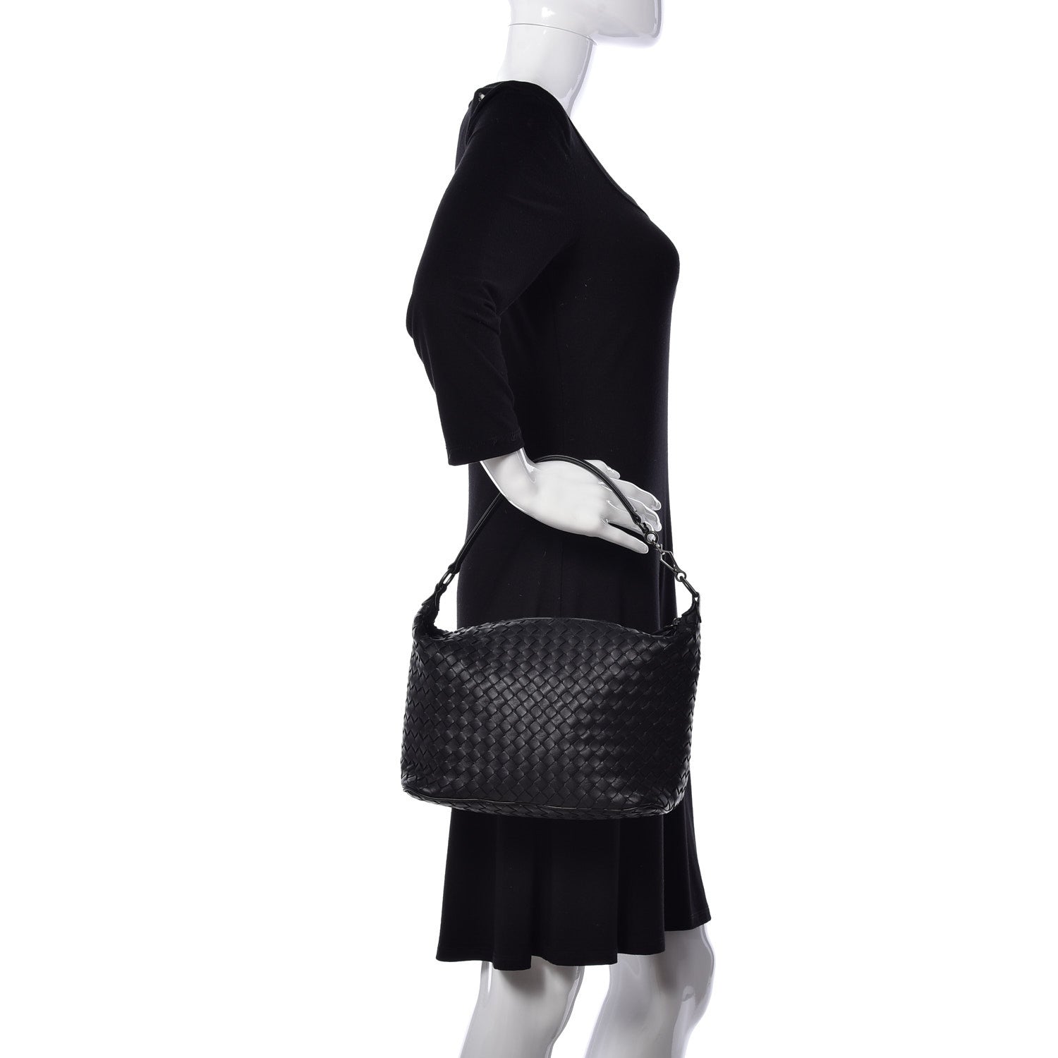Bottega Veneta Nappa Intrecciato Small Shoulder Bag Black 2 of 9