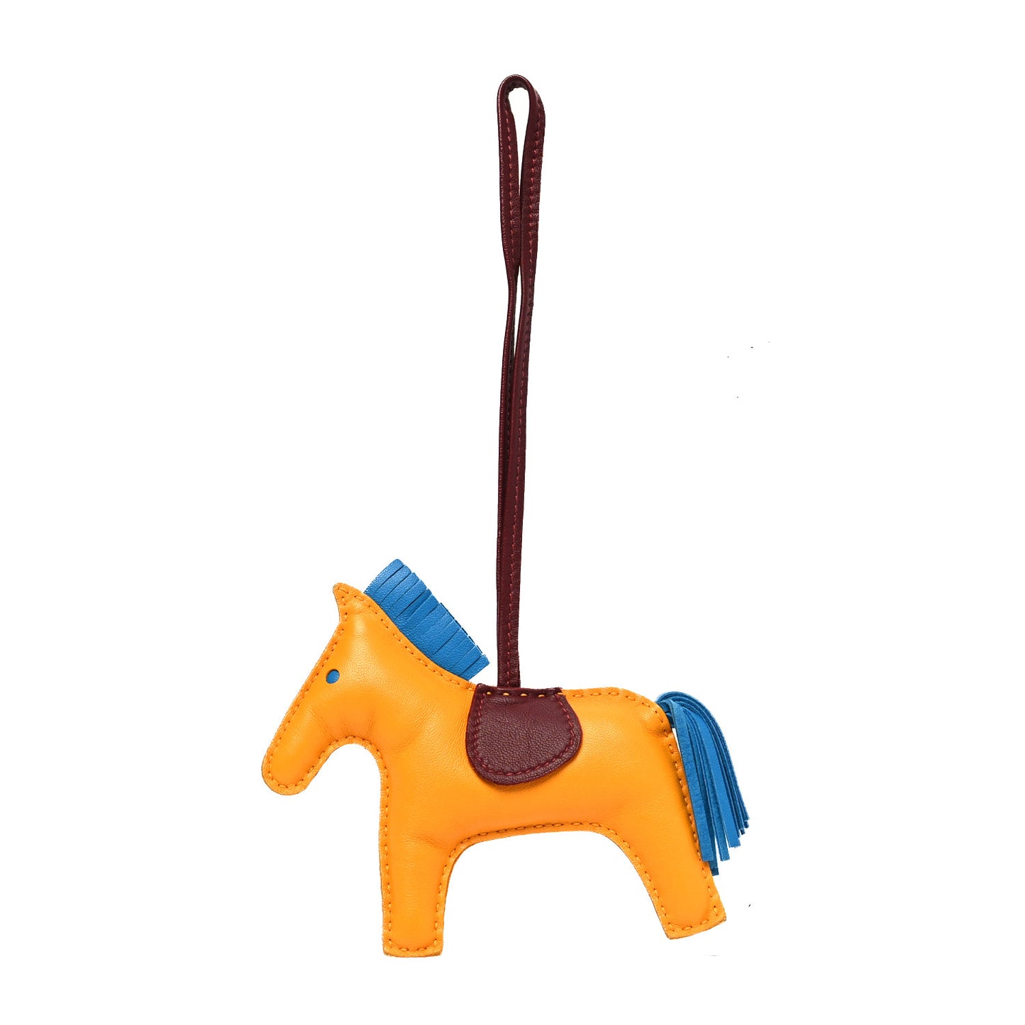 Milo Lambskin Grigri Rodeo Horse Bag Charm MM Jaune D'Or Bleu Zanzibar Rouge H