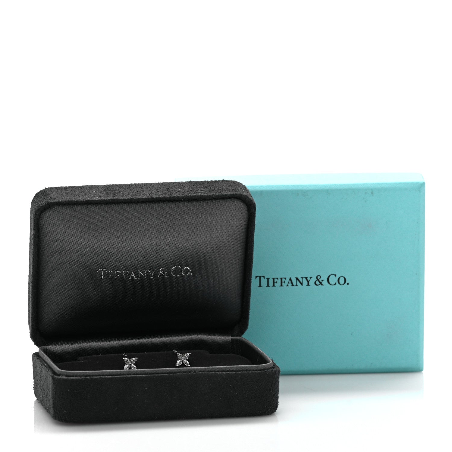 Tiffany Platinum Diamond .19ct Mini Victoria Earrings 5 of 5