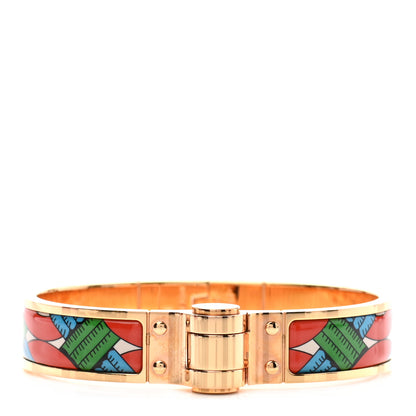 Hermes Enamel Printed Narrow Balades Equestres Folk Hinged Bracelet S 1 of 5