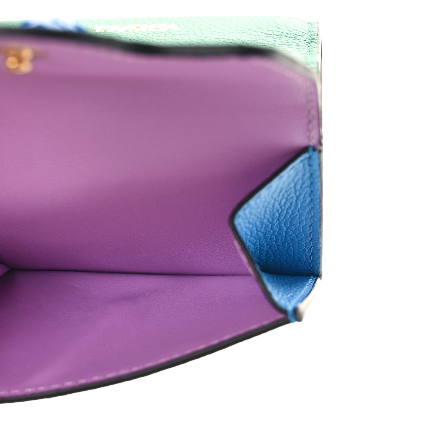 Grained Calfskin Medusa Wallet On Chain Blue Green