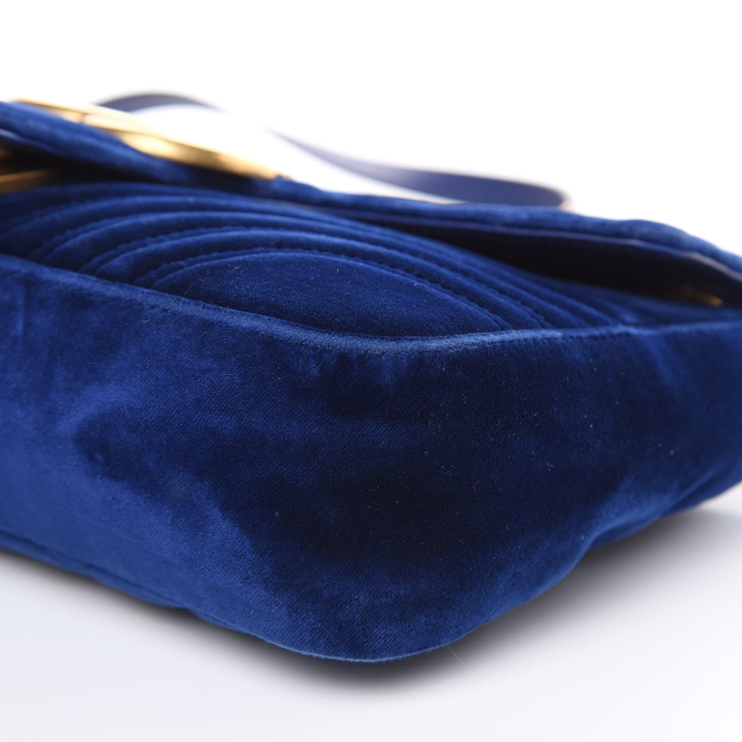 Gucci Velvet Matelasse Medium GG Marmont Shoulder Bag Cobalt Blue 10 of 18