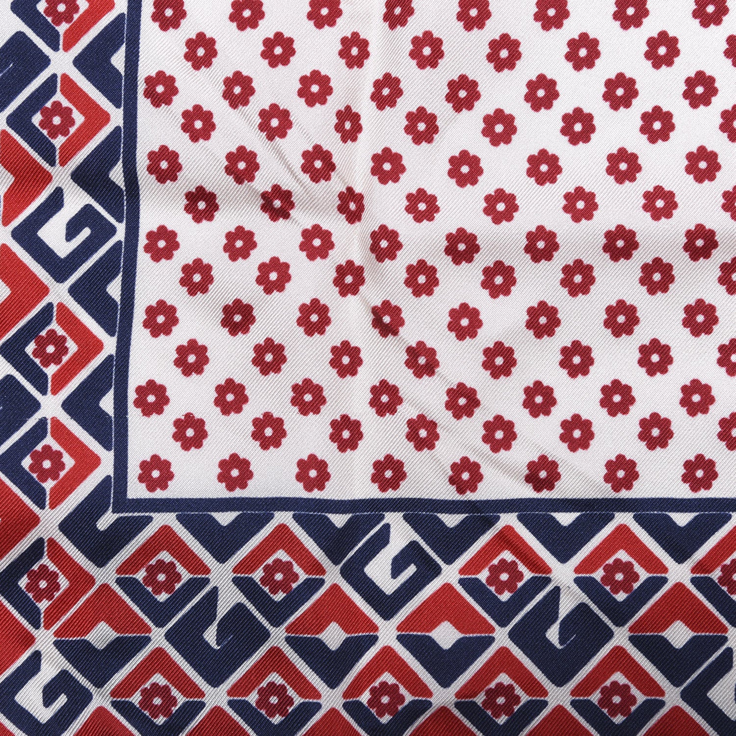 Gucci Silk Twill Plainmetric Square Scarf Ivory Blue 2 of 4