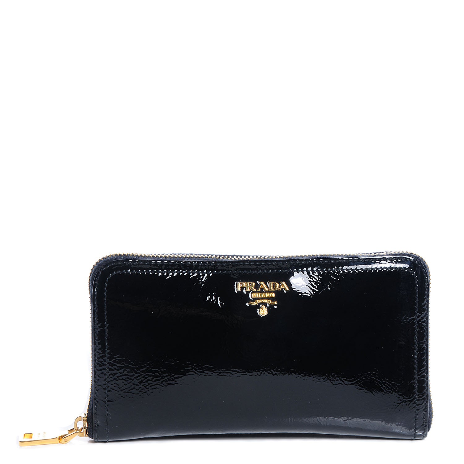 Prada Vernice Zip Around Wallet Black 1 of 12