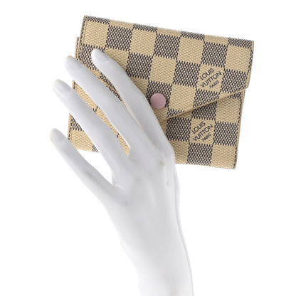 Louis Vuitton Damier Azur Victorine Wallet Rose Ballerine 2 of 8