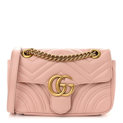 Gucci Calfskin Matelasse Mini GG Marmont Shoulder Bag Perfect Pink 1 of 10