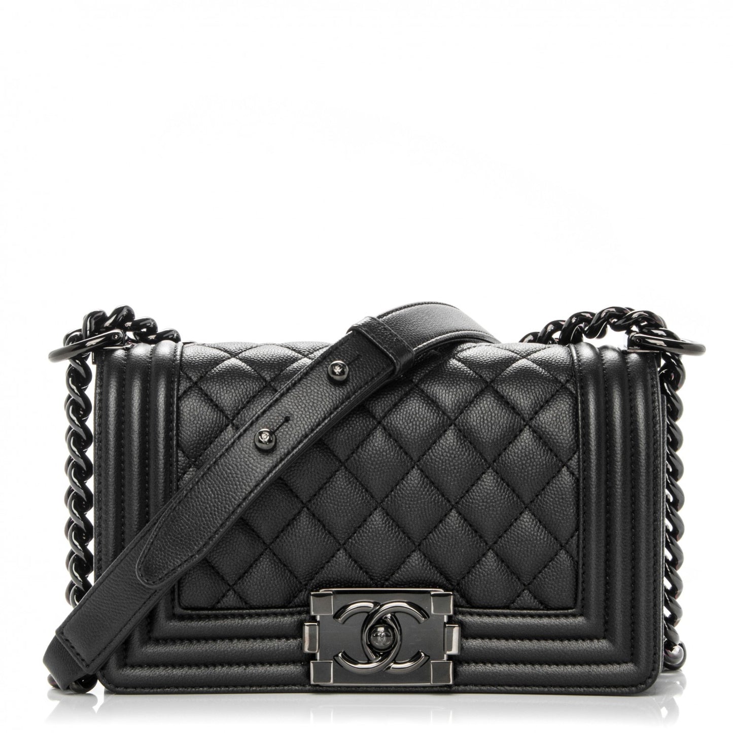 Caviar Quilted Small Boy Flap Black