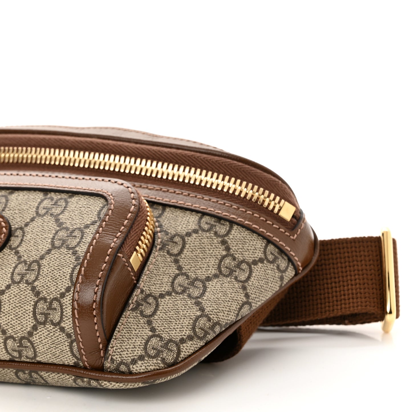 GG Supreme Monogram Textured Calfskin Retro Interlocking G Belt Bag Beige Ebony Brown Sugar