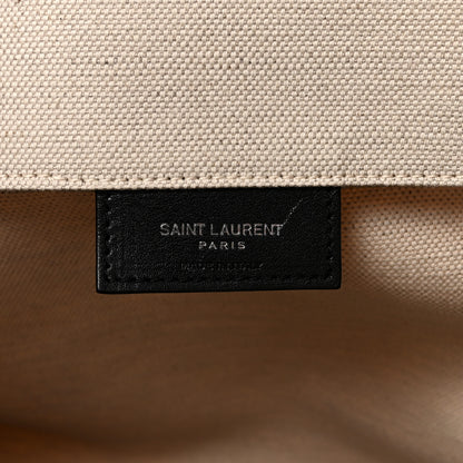 Saint Laurent Canvas Calfskin Large Thin Sac De Jour Naturel Black 6 of 9