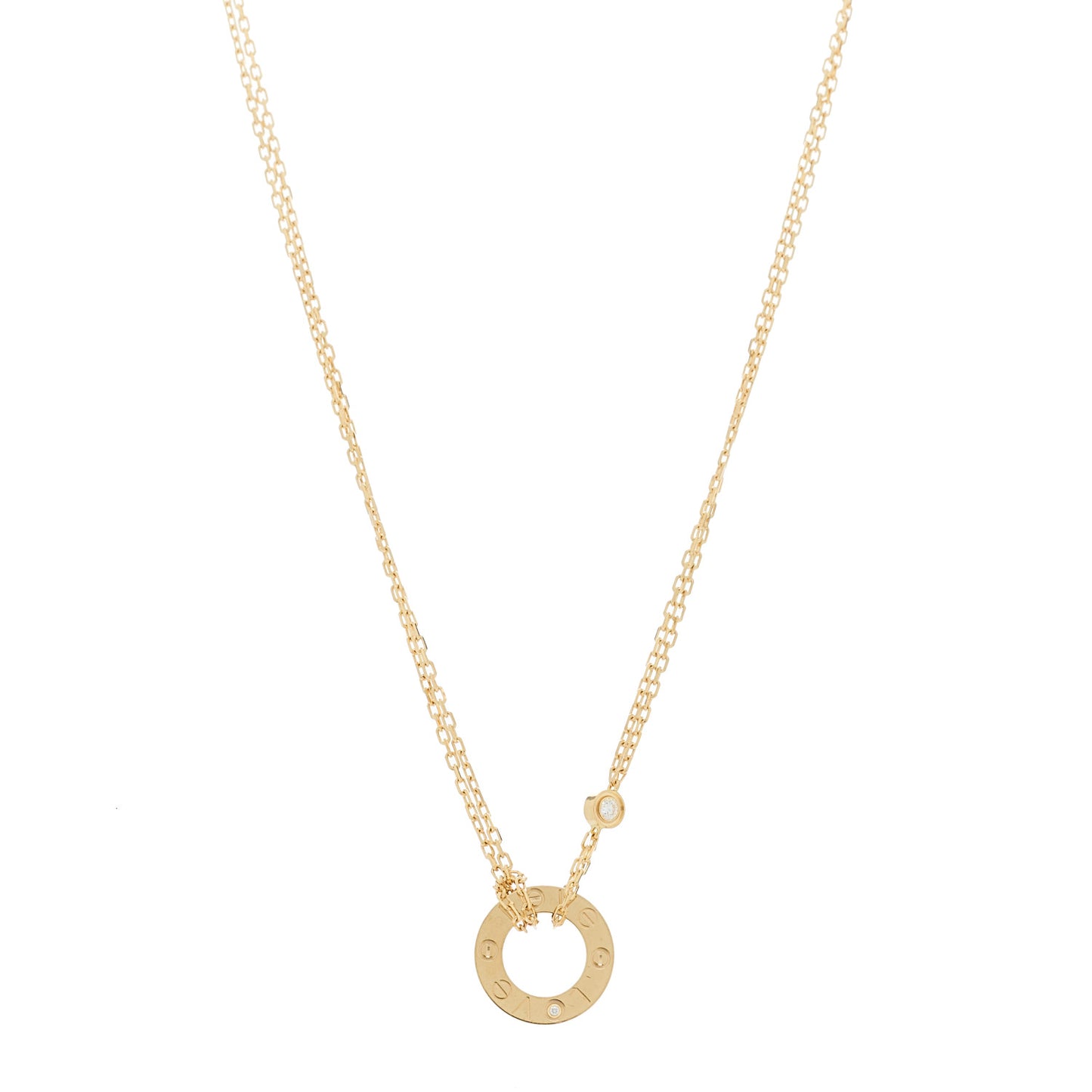 18K Yellow Gold 2 Diamond LOVE Necklace