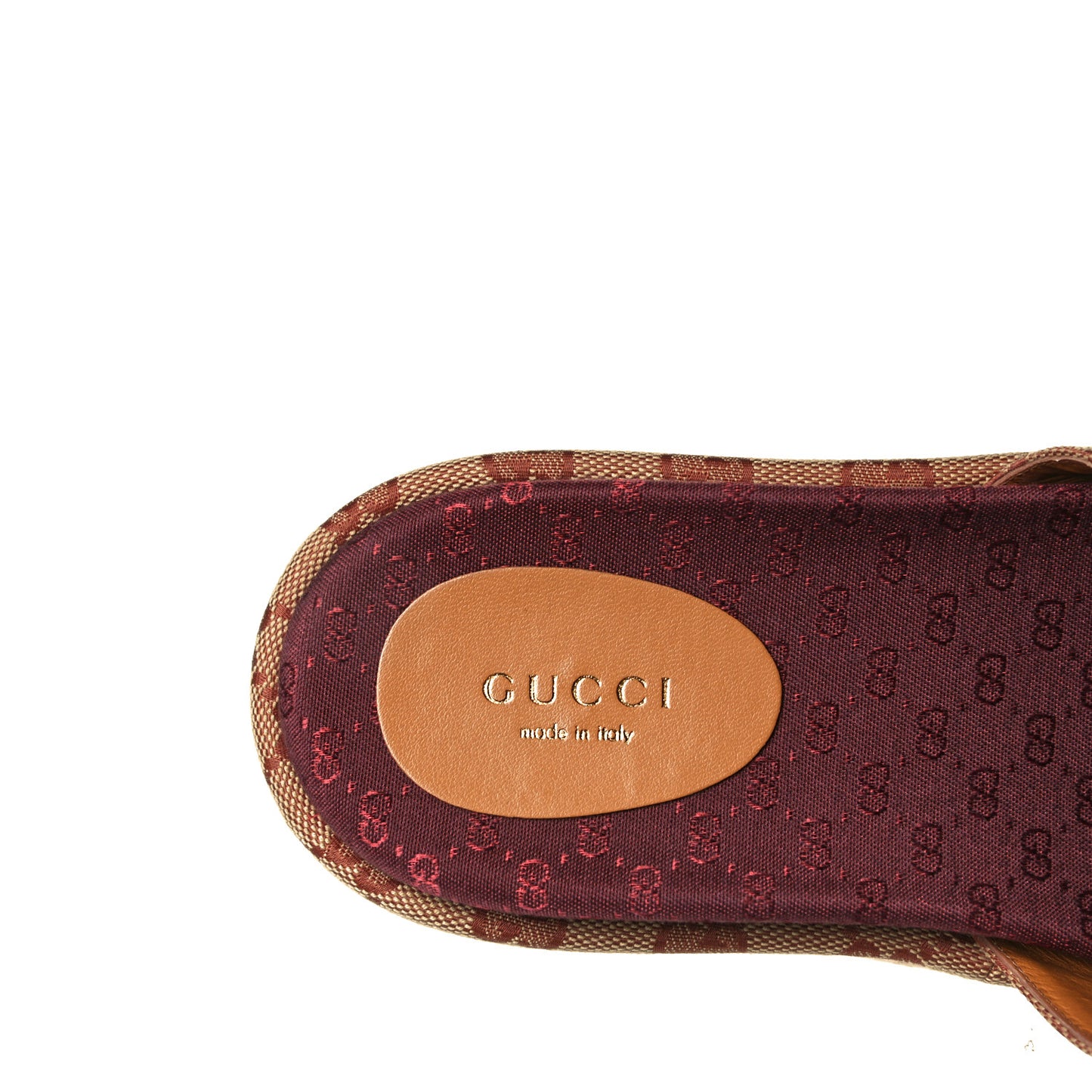 Canvas GG Monogram Angelina Platform Slide Sandals 38.5 Beige Ruggine