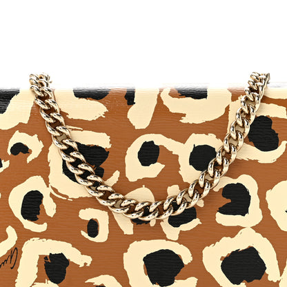 Gucci Patent Leopard Print Betty Chain Wallet Tobacco Black 8 of 14