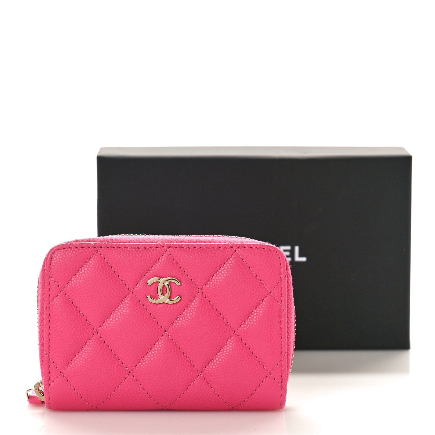 Chanel Caviar Quilted Zip Coin Purse Pink 9 of 9