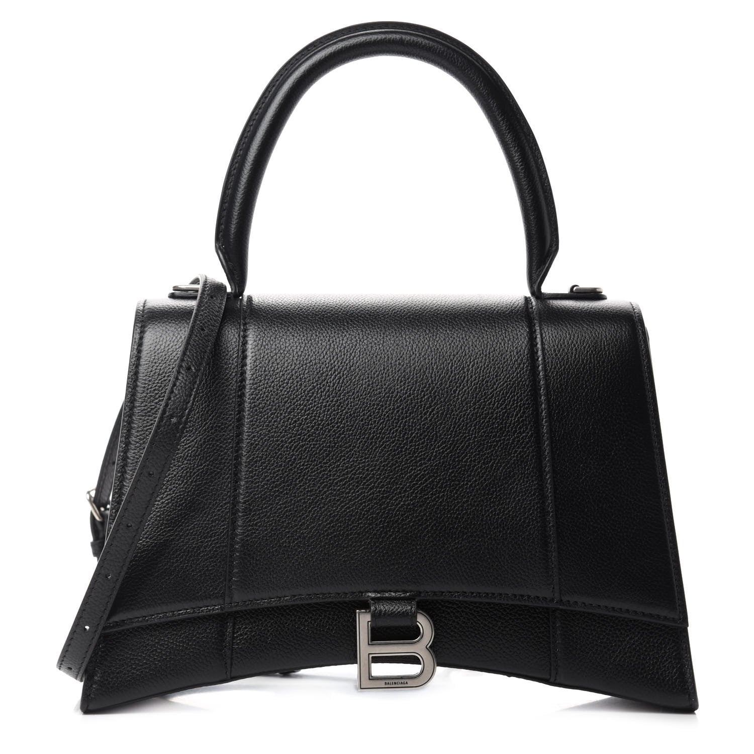Balenciaga Grained Calfskin Medium Hourglass Top Handle Bag Black 1 of 9